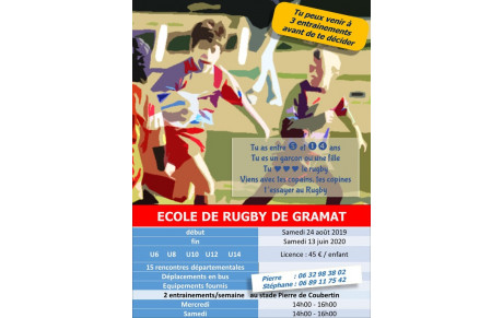 Rentrée de l'Ecole de Rugby : 24 aout